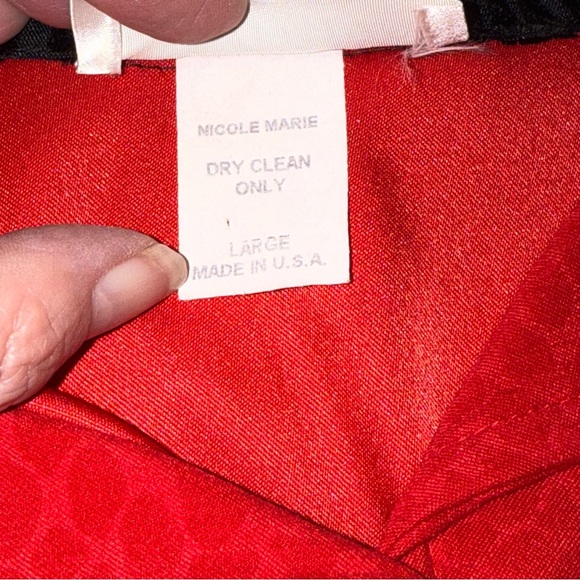 Nicole Marie Red Cardigan Black Lace Trim Button Front Vintage Chic - Picture 8 of 9